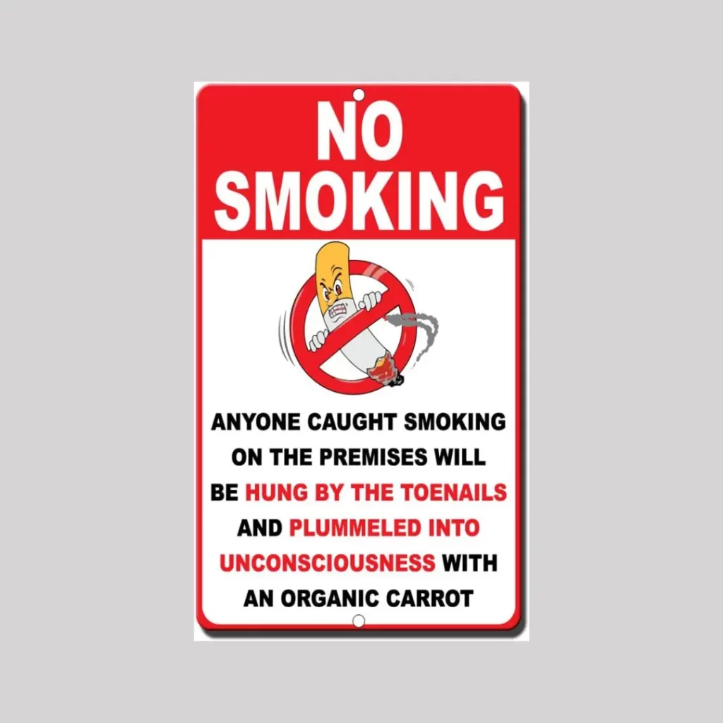  No Smoking Novelty Funny Metal Sign